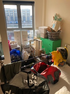 Packed and unpacked items. Photo by Jessica Zarins, 2019.